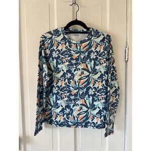 Roxy Sea Skippin Rashguard top Bijou Blue Tropical Daze women’s small swim shirt